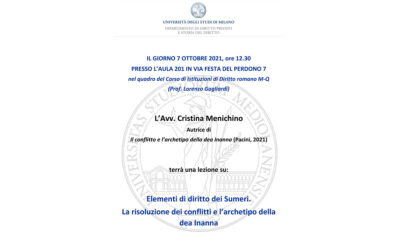 Lezione “Elementi di diritto dei Sumeri”, Università degli Studi di Milano